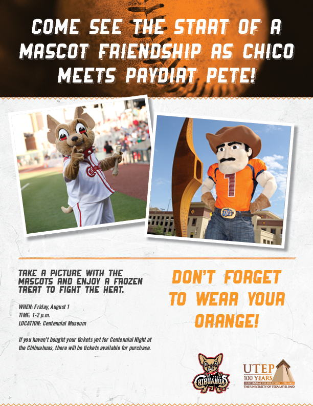 El Paso Chihuahuas' Chico, UTEP's Paydirt Pete to meet fans at