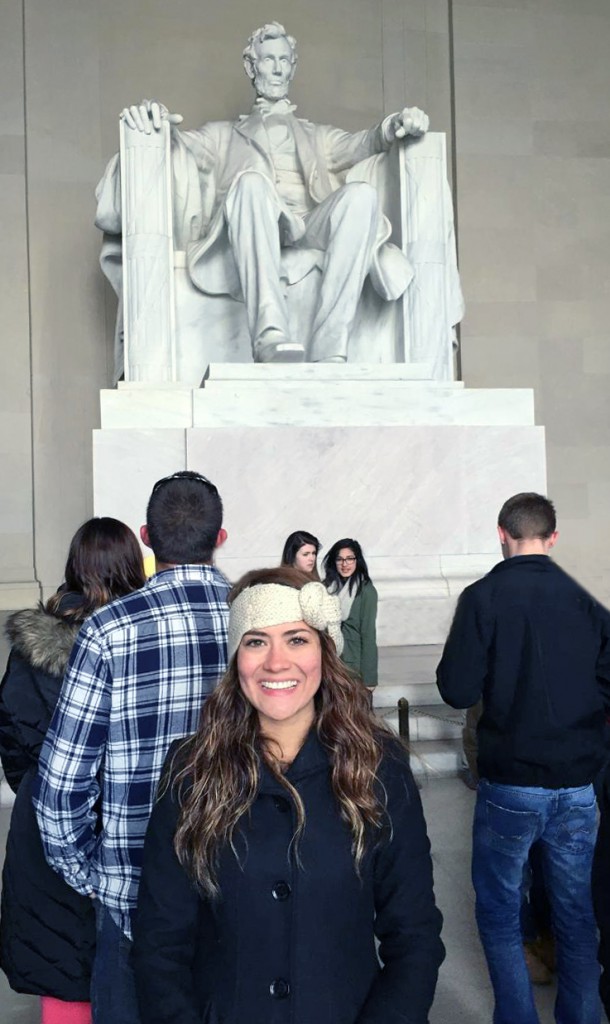 UTEP Master of Social Work student Areli Guajardo visited the Lincoln Memorial in Washington, D.C., before heading to the first Council on Social Work Education’s Minority Fellowship Program-Youth Master’s Fellows in Alexandria, Virginia, March 30-31. Photo courtesy of Areli Guajardo.
