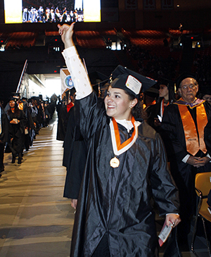 Graduates from UTEP's colleges of Business Administration and Education crossed the stage along with peers receiving degrees from the School of Nursing during this afternoon’s Commencement ceremony at the Don Haskins Center.
